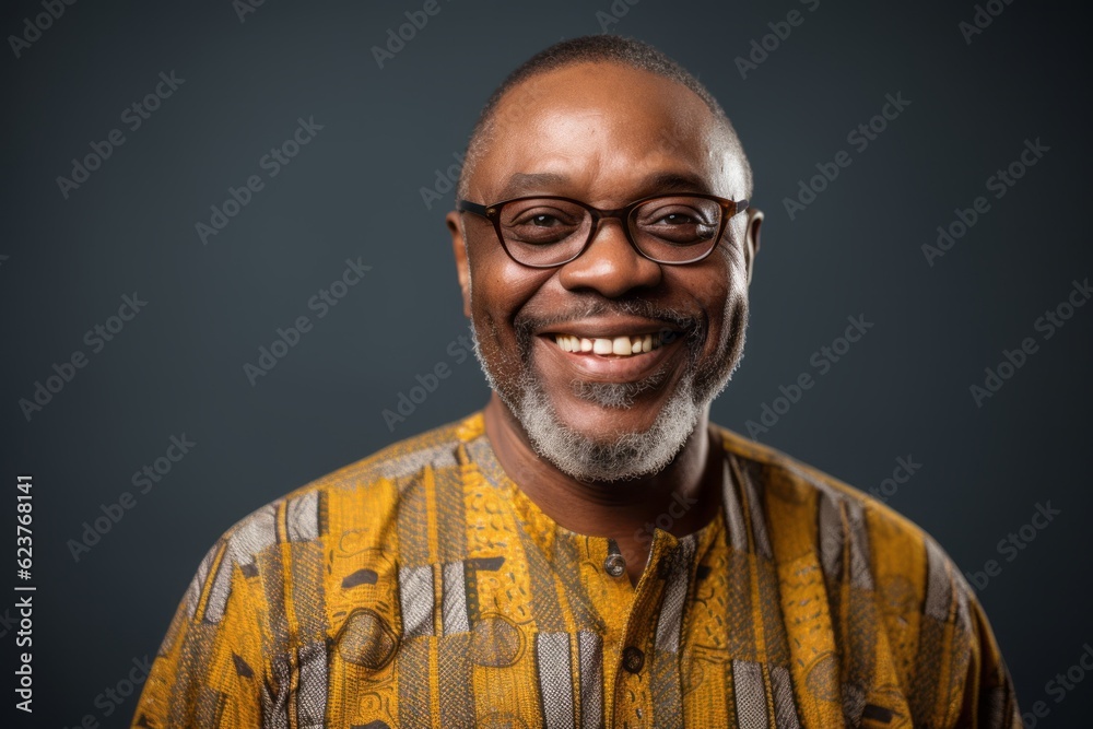 Obraz premium Portrait of a happy mature Indian man in eyeglasses.