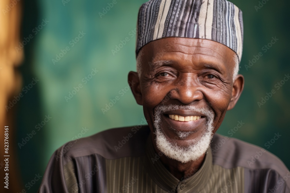 Portrait of a senior Muslim man wearing traditional clothes and smiling. Portrait of a senior Muslim man wearing traditional clothes and smiling.