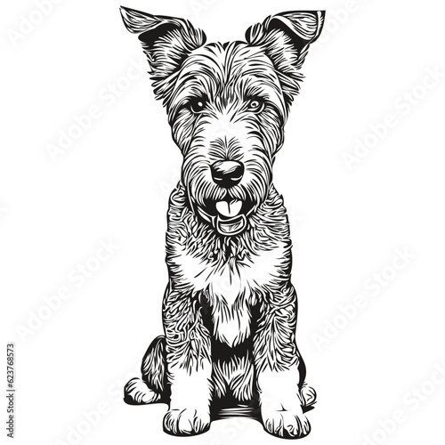 Airedale Terrier dog portrait in vector, animal hand drawing for tattoo or tshirt print illustration