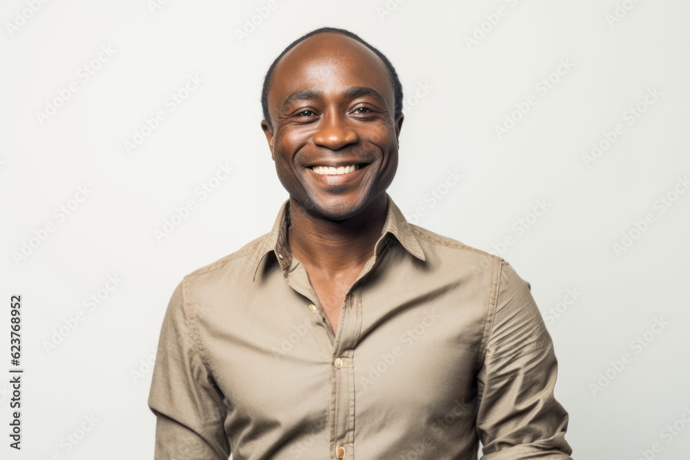 Obraz premium Portrait of a smiling african american man on a white background
