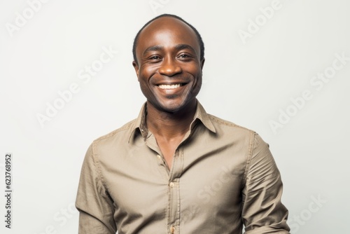 Portrait of a smiling african american man on a white background