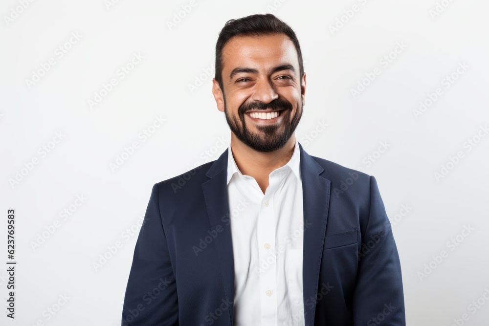 Portrait of a smiling businessman looking at camera isolated on a white background Portrait of a smiling businessman looking at camera isolated on a white background