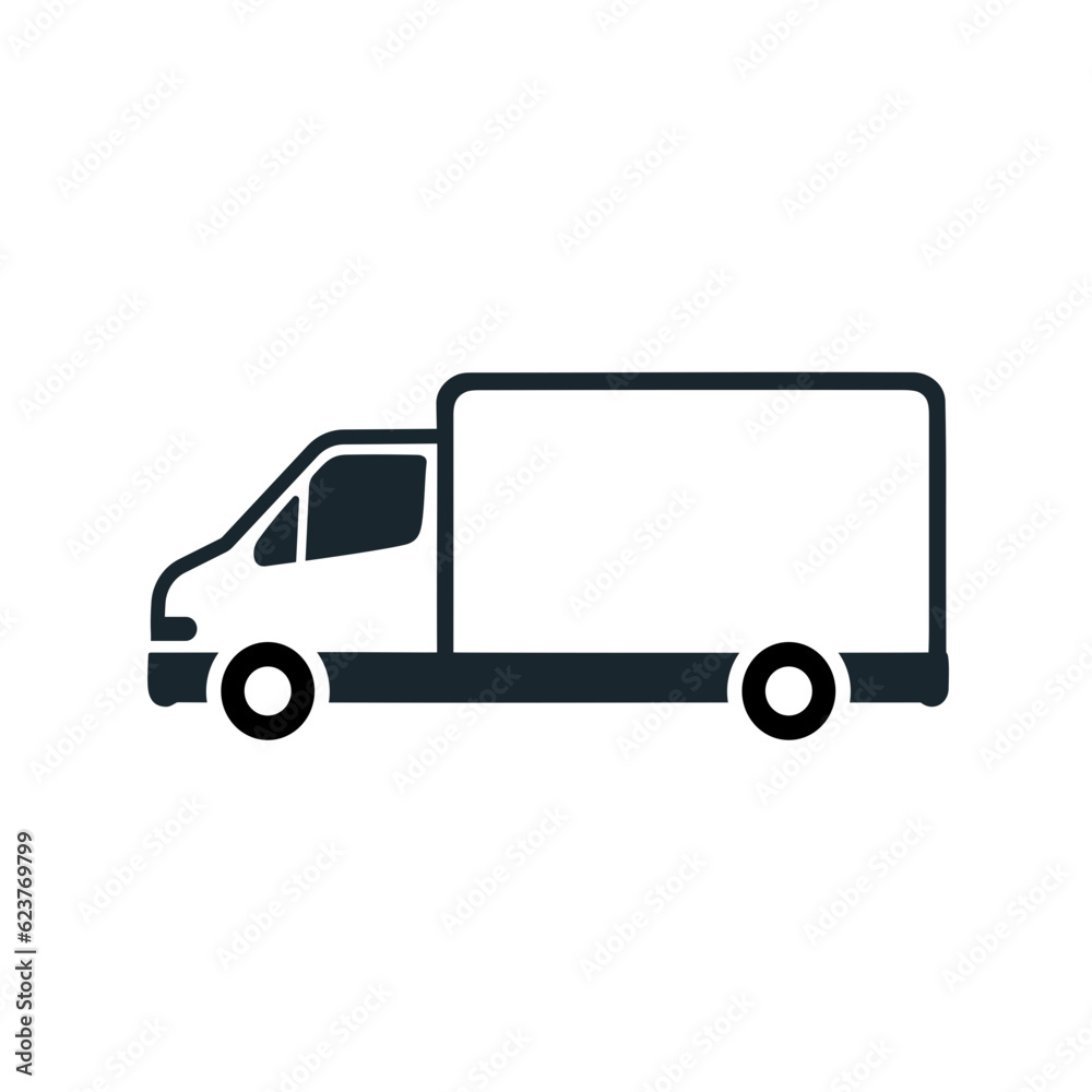 Delivery truck sign icon in flat style van vector image	