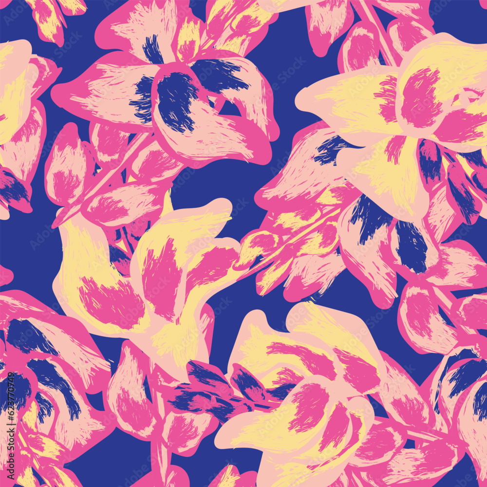 Blue Abstract Floral Seamless Pattern Design Blue Abstract Floral Seamless Pattern Design