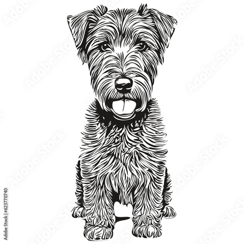Airedale Terrier dog face vector portrait, funny outline pet illustration white background realistic breed pet