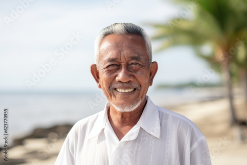 Portrait of a smiling senior man on the beach in Thailand.