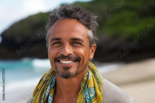 Portrait of smiling man on the beach at Seychelles © Robert MEYNER