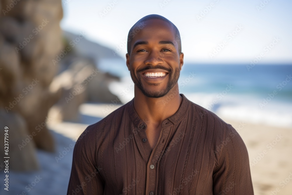 Portrait of a smiling young man at the beach on a sunny day Portrait of a smiling young man at the beach on a sunny day