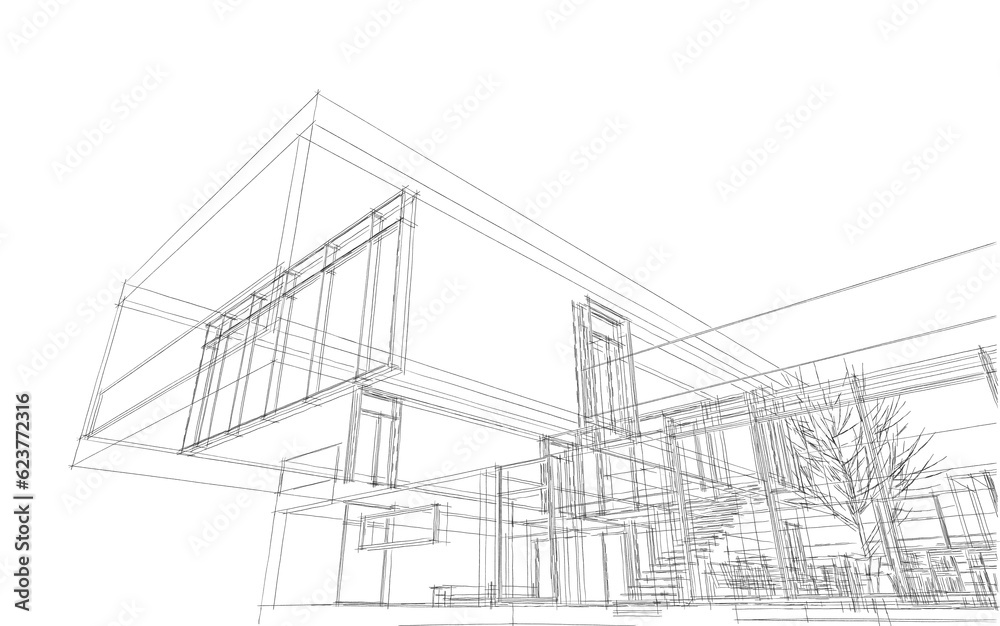  architectural drawing 3d illustration 