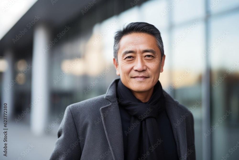 Portrait of smiling mature Asian businessman in the city. Looking at camera. Portrait of smiling mature Asian businessman in the city. Looking at camera.