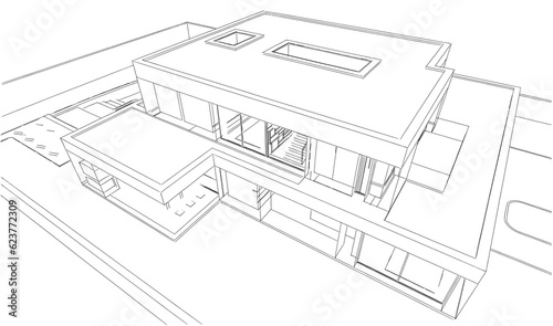  architectural drawing 3d illustration 