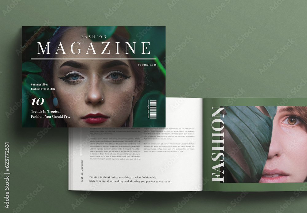 Fashion Magazine Layout Design Book Template Landscape Stock Template