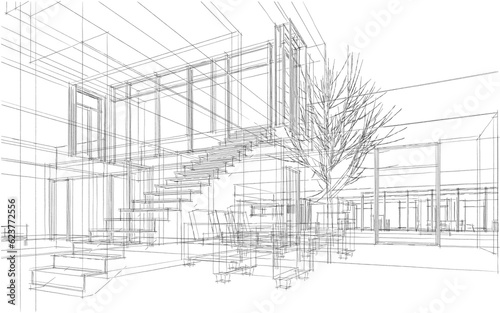  architectural drawing 3d illustration 