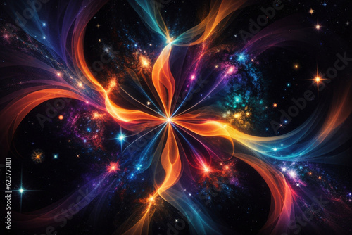 Fototapeta Naklejka Na Ścianę i Meble -  Colorful space galaxy cloud nebula. Stary night cosmos. Universe science astronomy. Supernova background wallpaper. Generative Al