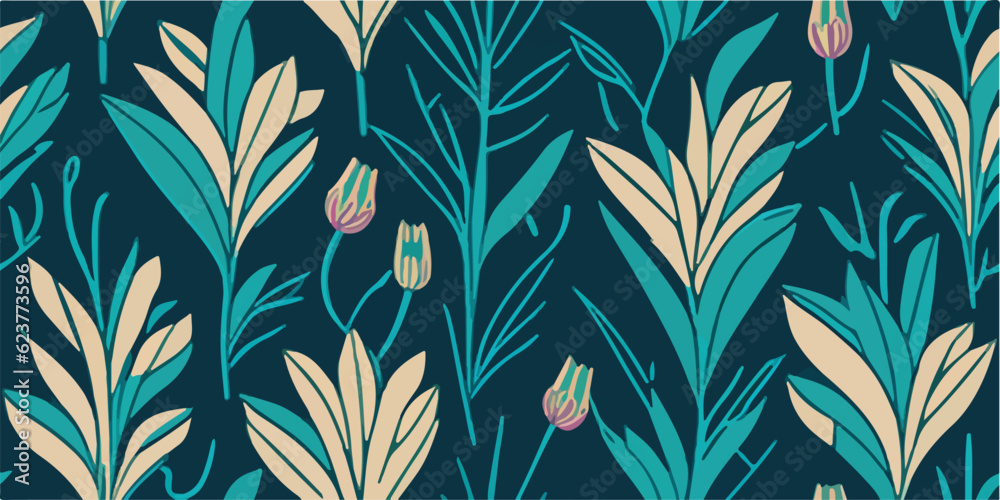 Serene Beauty: Vector Illustration of Exotic Tulip Flowers