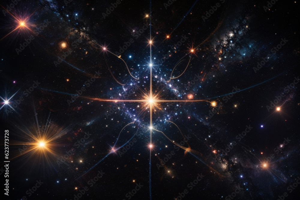 Fototapeta premium Colorful space galaxy cloud nebula. Stary night cosmos. Universe science astronomy. Supernova background wallpaper. Generative Al