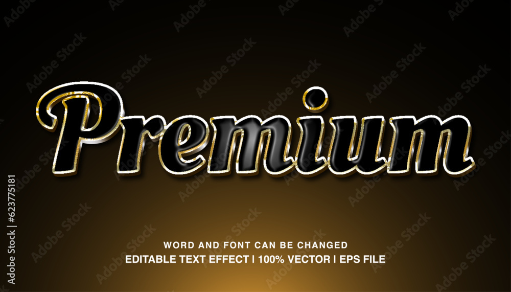 Premium editable text effect template, bold black gold glossy luxury style typeface, premium vector