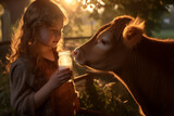 AI generated image picture of lovely pretty young girl feed domestic animal rural landscape 3d movie cartoon scene