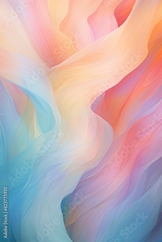 Abstract soft colorful swirl wave background. Flow liquid lines design element. Light pastel colors. Abstract silk vertical background