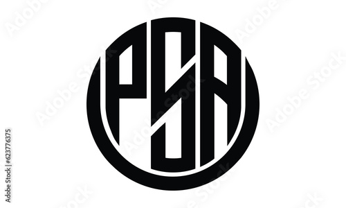 PSA shield in circle logo design vector template. lettermrk, wordmark, monogram symbol on white background.