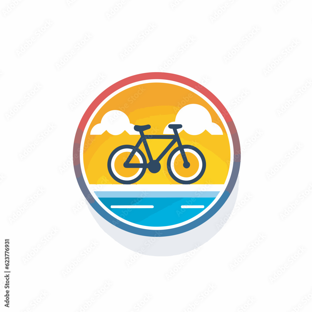 Fototapeta premium Vector of a flat icon vector of a bicycle sitting in the middle of a circle