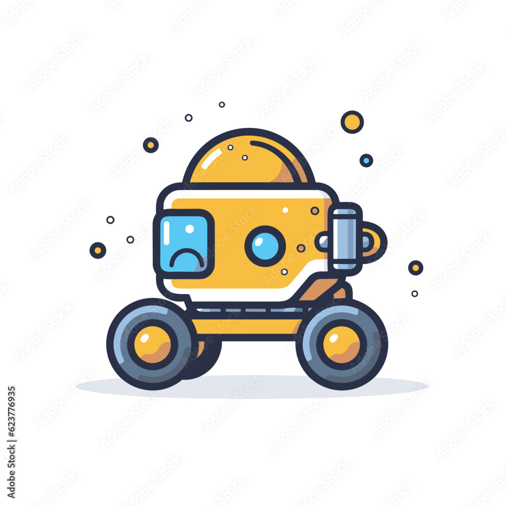 Vector of a yellow robot with wheels on a white background Vector of a yellow robot with wheels on a white background