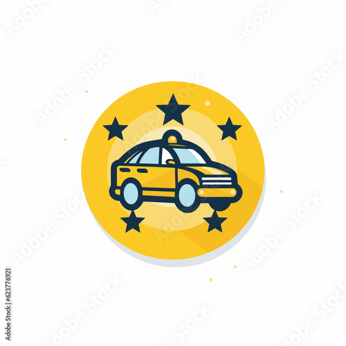 Vector of a yellow taxi cab icon with stars around it