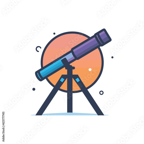 Vector of a flat vector icon of a telescope on top of a tripod