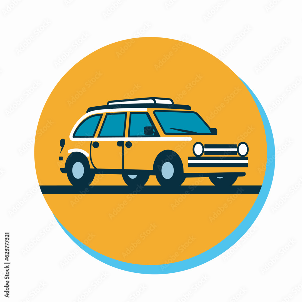 Vector of a car with a surfboard on top Vector of a car with a surfboard on top