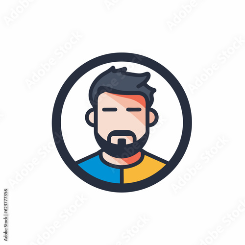 Vector of a bearded man in a circular icon