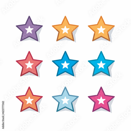 Vector of Colorful star icons set on a clean white background Vector Illustratio