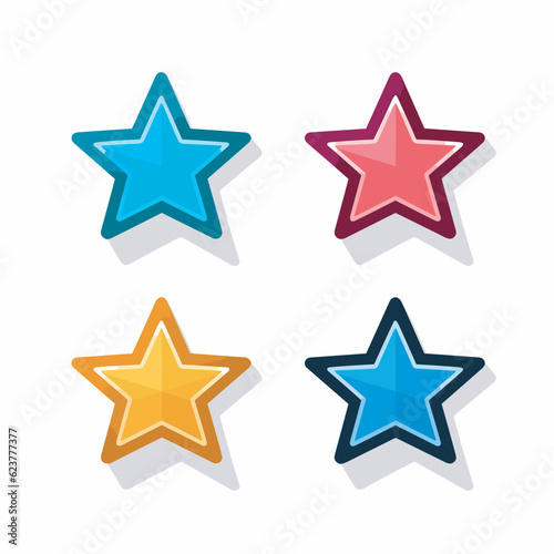 Vector of four colorful star icons on a clean white background