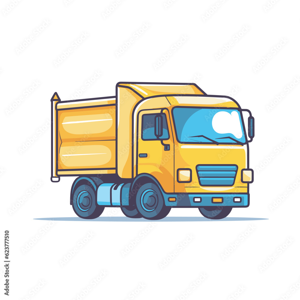 Vector of a yellow dump truck on a white background   flat vector icon