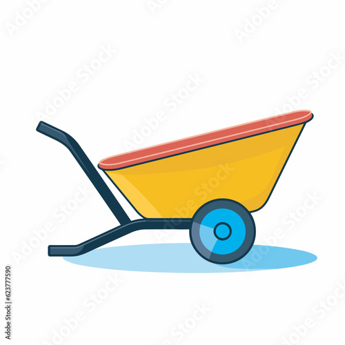Vector of a yellow wheelbarrow icon on a white background