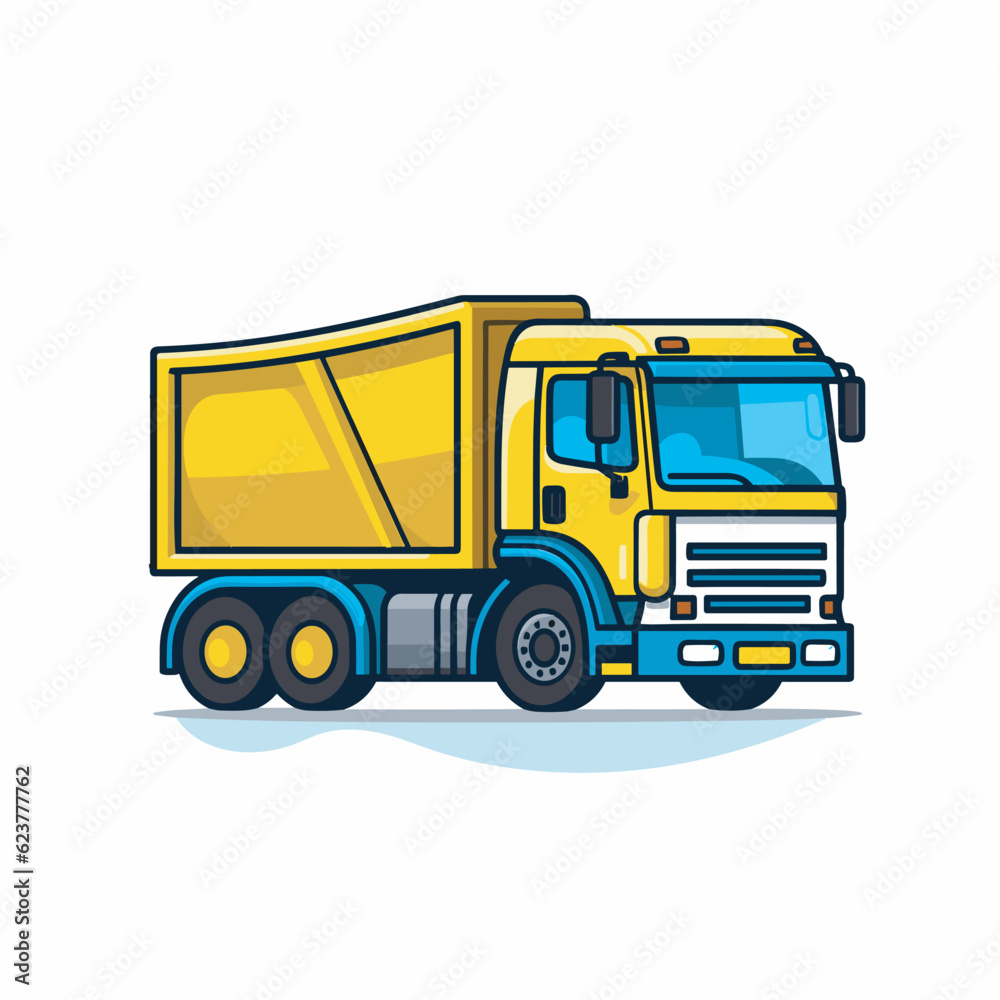 Vector of a yellow truck parked in the snow Vector of a yellow truck parked in the snow