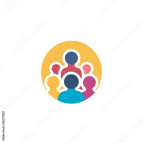 Vector of a flat icon depicting a group of people standing in a circle