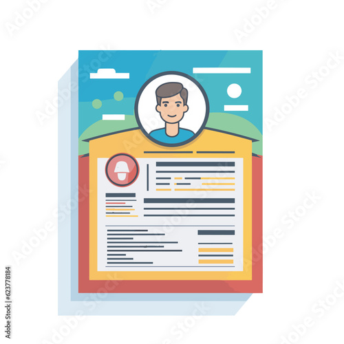 Vector of a magnifying glass icon for a man's avatar on a resume
