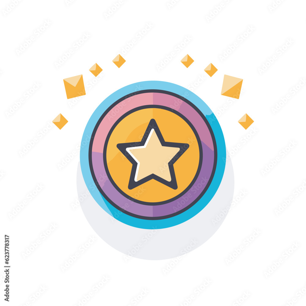Vector of a flat icon of a star inside a circle Vector of a flat icon of a star inside a circle