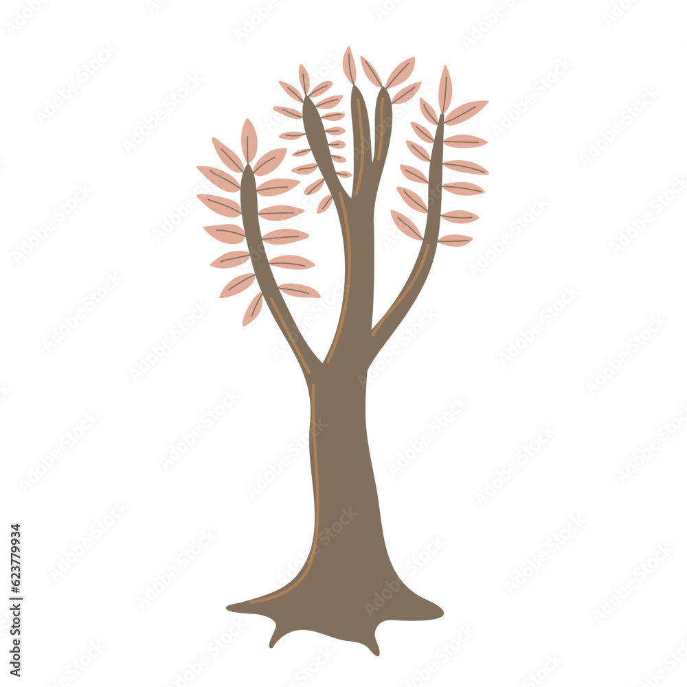 Simple tree with leaves. Hand drawn stylized element for autumn decorative design, halloween invitation, harvest or thanksgiving. Vector illustration Simple tree with leaves. Hand drawn stylized element for autumn decorative design, halloween invitation, harvest or thanksgiving. Vector illustration