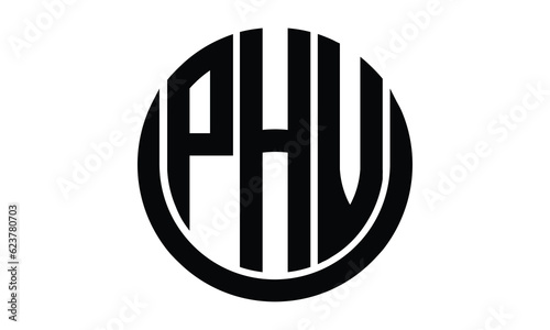 PHV shield in circle logo design vector template. lettermrk, wordmark, monogram symbol on white background.