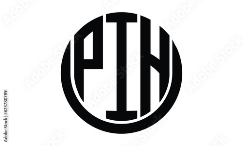 PIH shield in circle logo design vector template. lettermrk, wordmark, monogram symbol on white background. photo