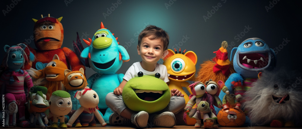 Fototapeta premium Various colorful kid toys background
