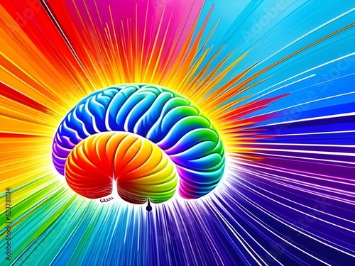 Abstract rainbow background brain  Generative AI