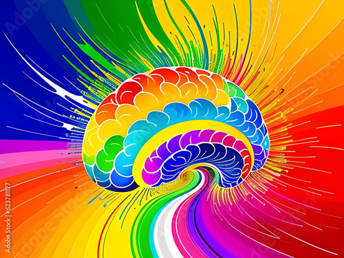 Abstract rainbow brain  Generative AI