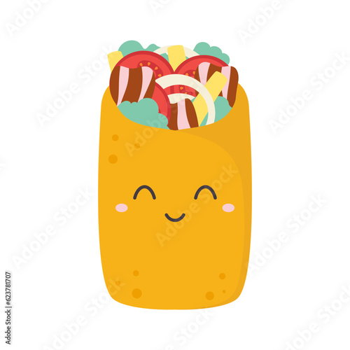 cartoon vector illustration of burritos character isolated