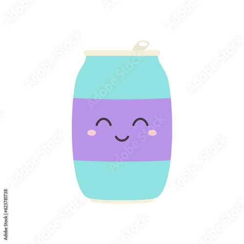 cartoon vector illustration of can of drink character