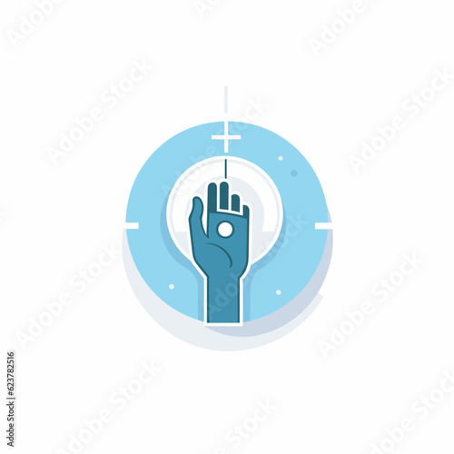 Vector of a flat icon of a hand with a cross in the middle