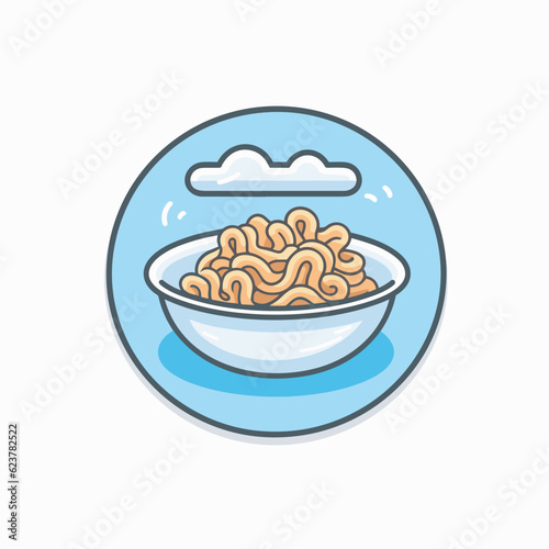 Vector of a flat icon vector of a bowl of noodles on a plate
