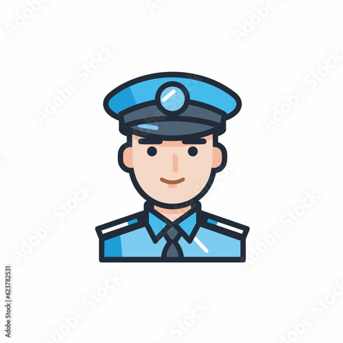 Vector of a flat icon of a man in a police uniform