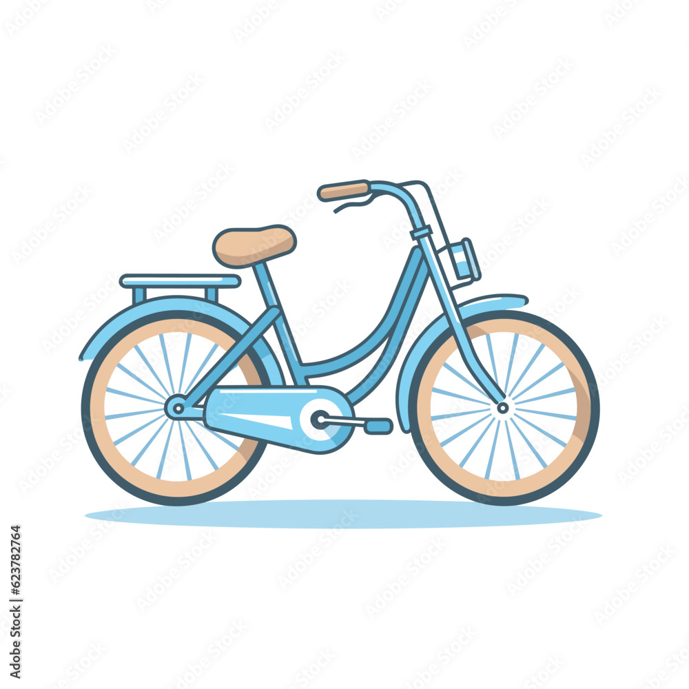 Vector of a blue bicycle with a wooden handlebar